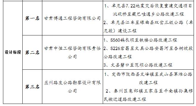 中標候選人項目業(yè)績