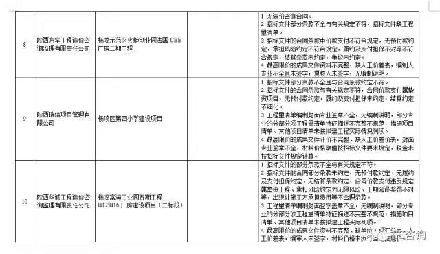 工程造價咨詢、招標代理企業(yè)問題列表