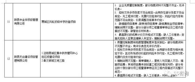 工程造價咨詢、招標代理企業(yè)問題列表