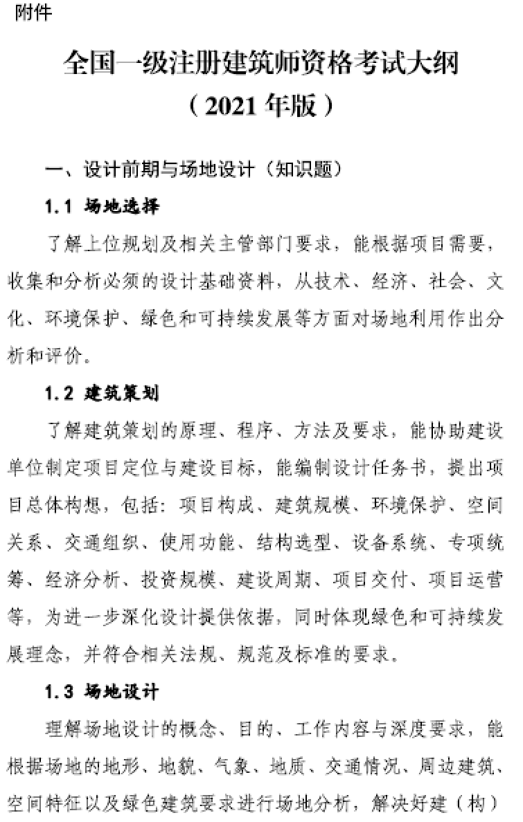 大事件！9門變6門！一級注冊建筑師考試大綱（21版）發(fā)布，2023年執(zhí)行！